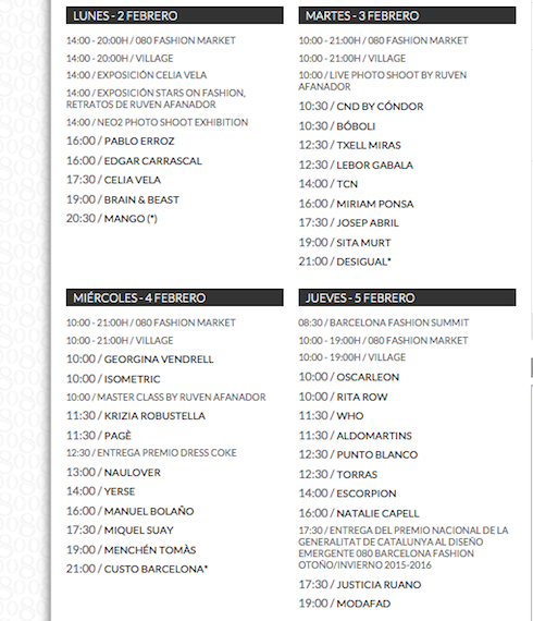 Agenda 080 barcelona fashion febrero 2015