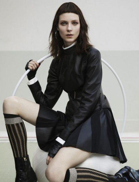 Kati Nescher Dons Leather Looks for Vogue China’s August 2012 Cover Shoot 3
