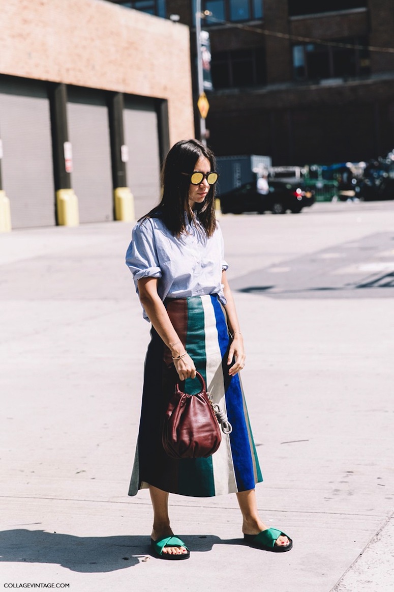 New_York_Fashion_Week-Spring_Summer-2016-Street-Style-Natasha_Goldenberg-Striped_Blouse-Striped_Skirt-1-790x1185