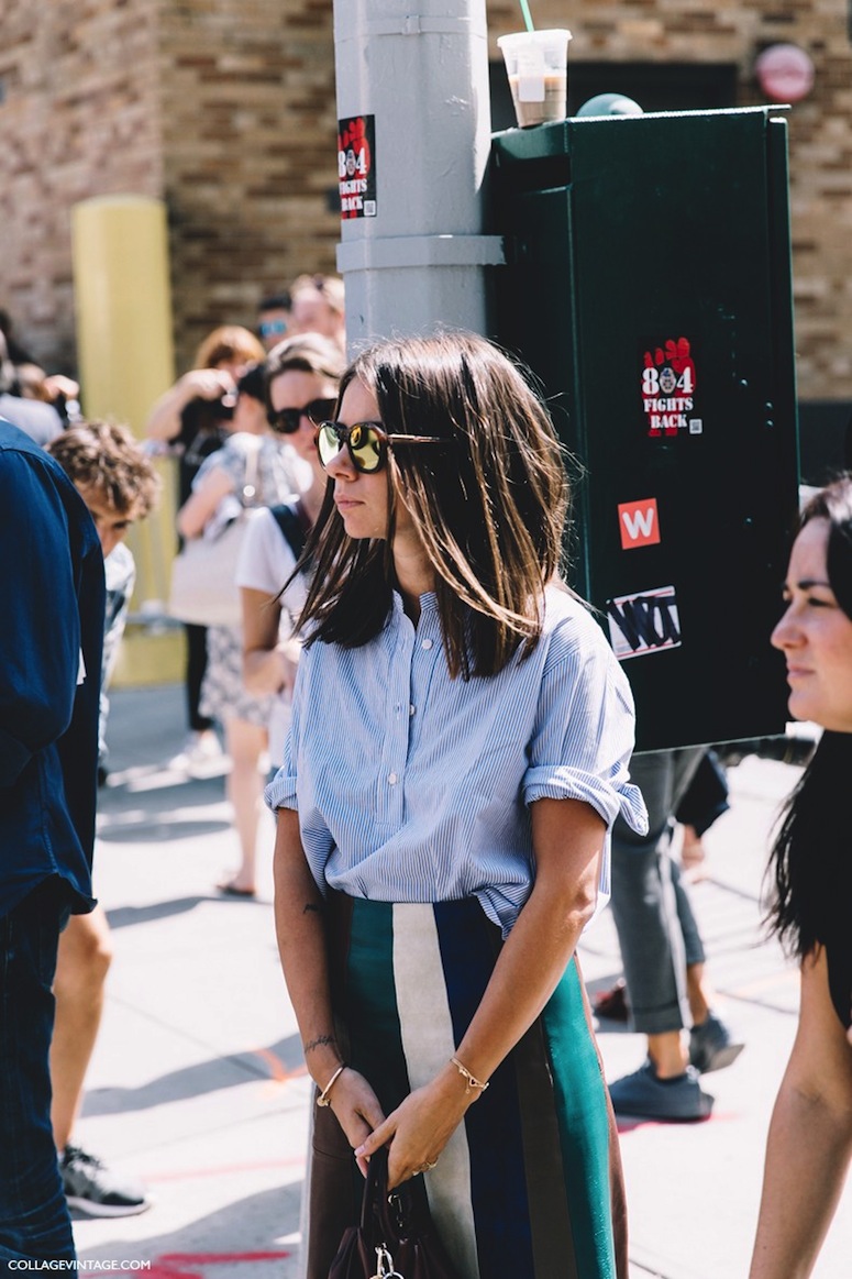New_York_Fashion_Week-Spring_Summer-2016-Street-Style-Natasha_Goldenberg-Striped_Blouse-Striped_Skirt--790x1185
