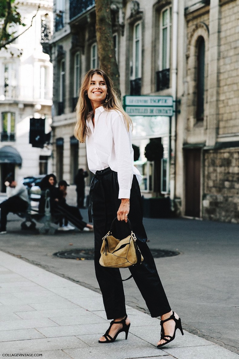 PFW-Paris_Fashion_Week-Spring_Summer_2016-Street_Style-Say_Cheese-Black_and_White-Loewe_Bag--790x1185