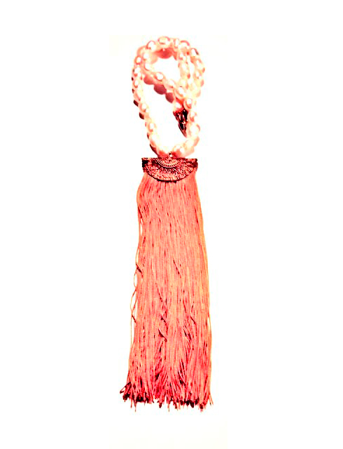 Collar Perlas Flecos Rosa