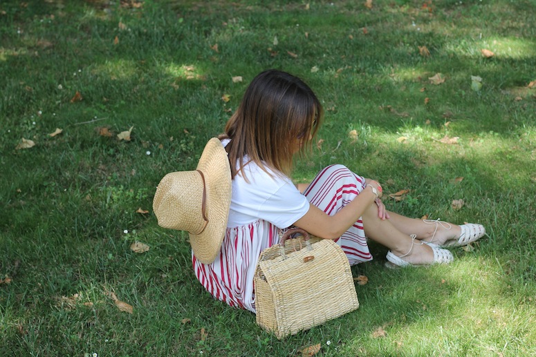 Straw bag and stripped dress www.lostinvogue.com 11