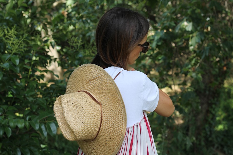 Straw bag and stripped dress www.lostinvogue.com 2