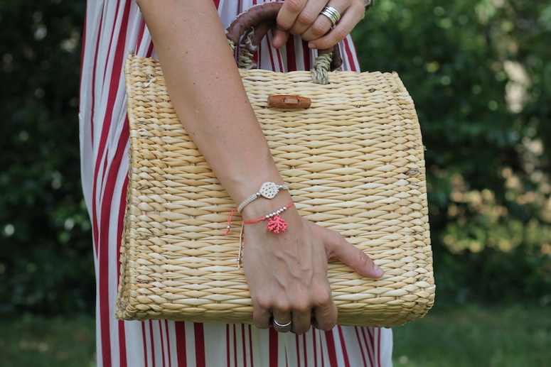 Straw bag and stripped dress www.lostinvogue.com 4